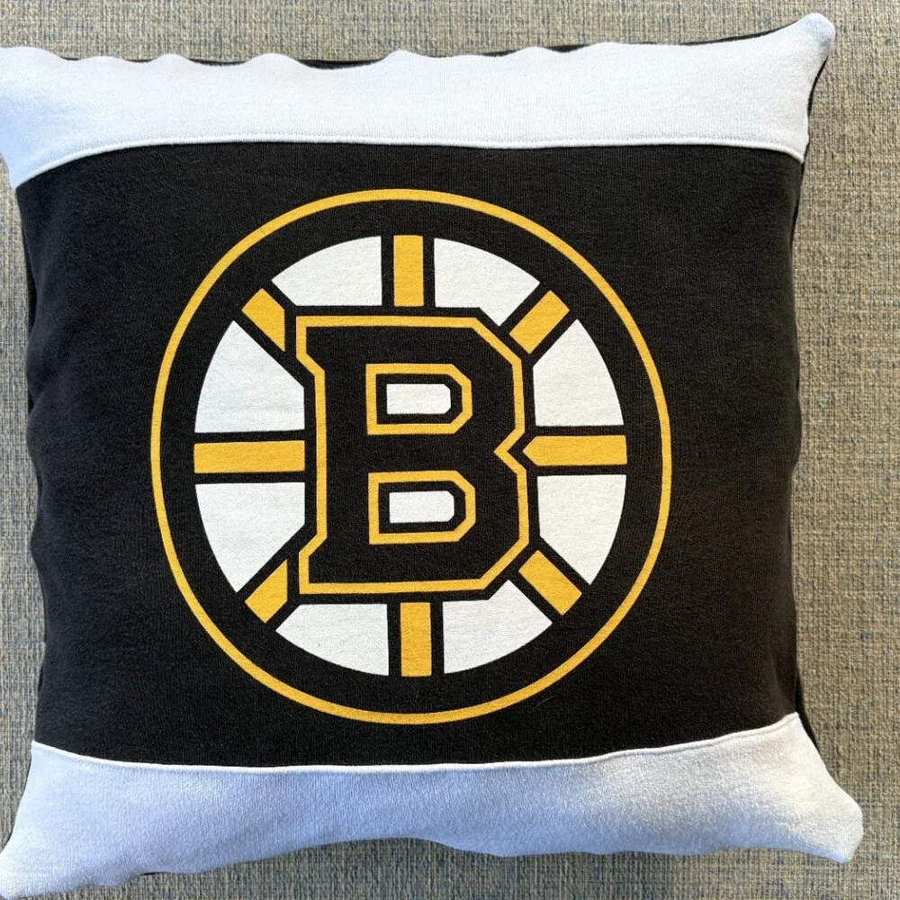 Boston Bruins NHL Hockey 16x16 handmade upcycled sweatshirt throw pillow cover
